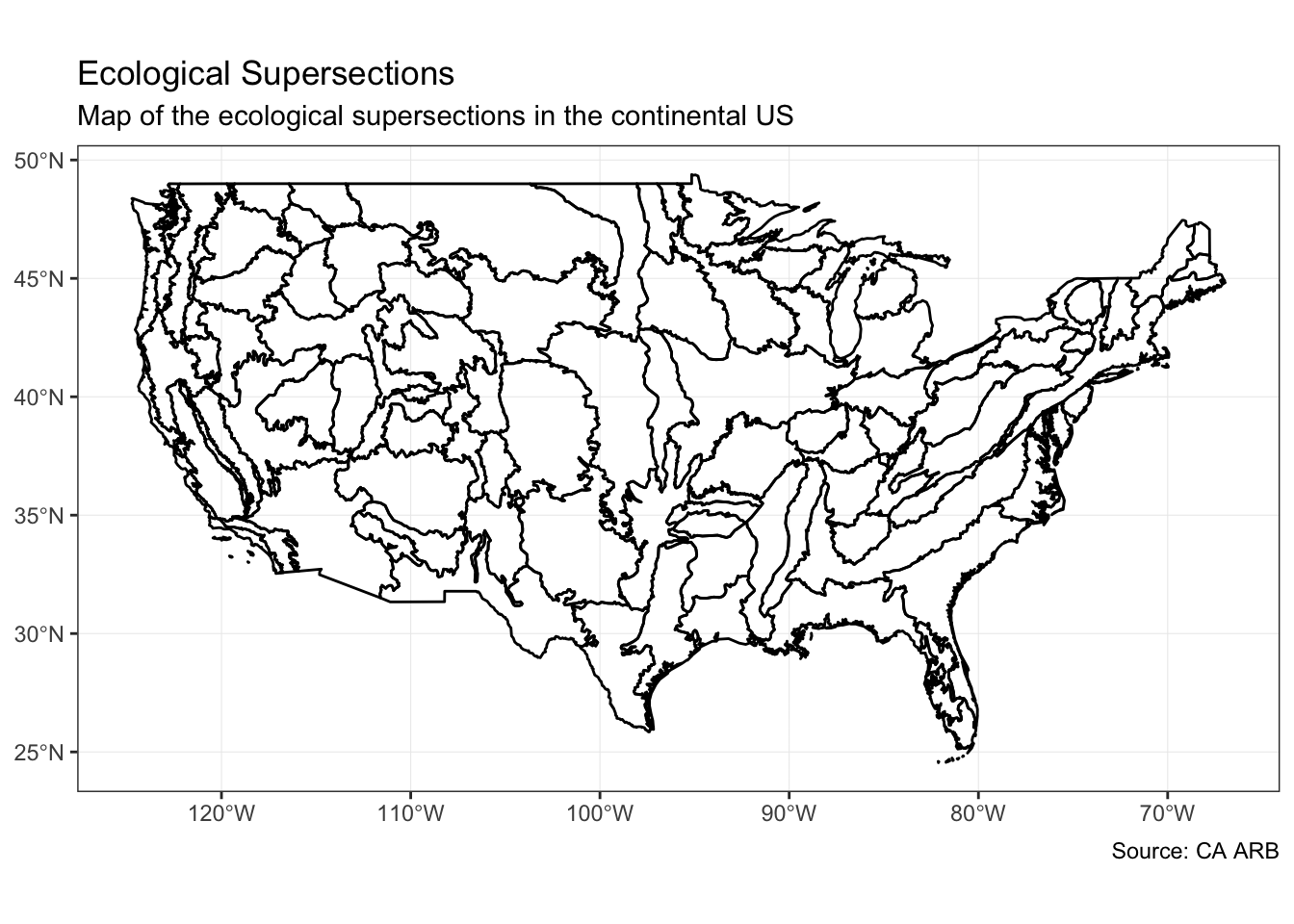 Map of ecological supersections in continental US